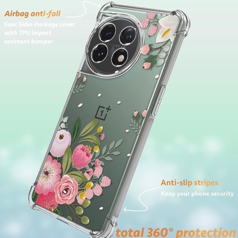 Case Compatible OnePlus 11 Flower Shockproof Clear Floral  (Abundant Blossom)